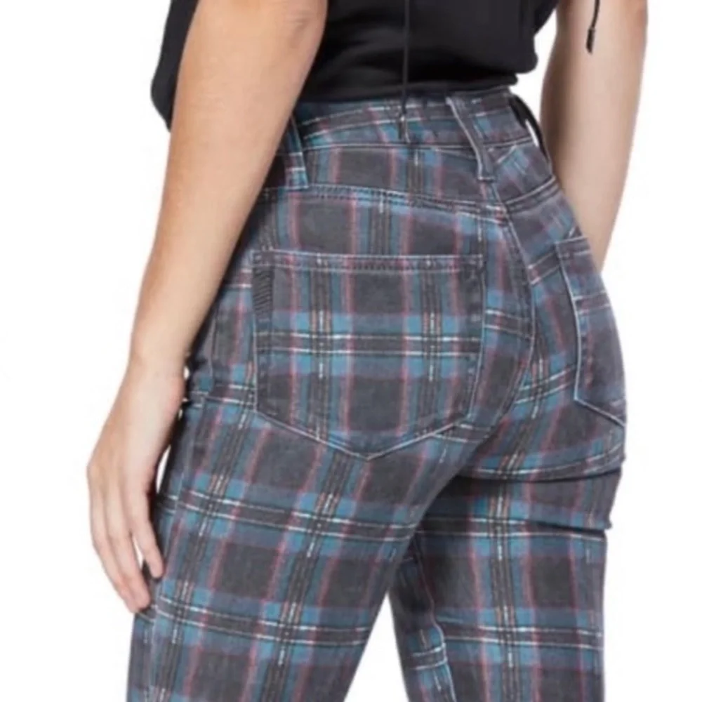 Paige size 25 Hoxton Ankle Black Atlantic Titan plaid jeans